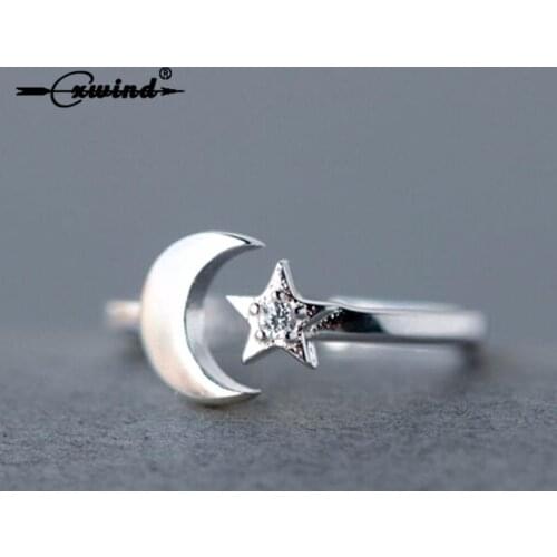 Cxwind Bohemian Style Star Moon Finger Rings Adjustable Lucky Crescent Rings for Women Party Gift Vintage anillos mujer Jewelry