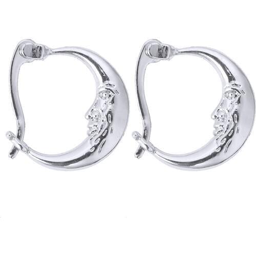 New Simple Moon Hoop Earring Bohemian Crescent Moon Hoop Earrings Face Abstract Style Lady Earring Jewelry Lady Gift