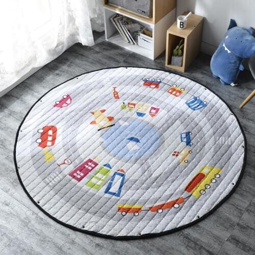 1.5M Round Shape Cartoon Pattern Drawstring Toy Storage Bag Baby Kids Playing Mat