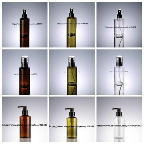 150ML GREEN/TRANSPRENT /BROWN plastic PET bottle with black pump for serum/lotion/emulsion/foundation cosmetic packing