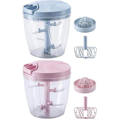 2 in 1 Portable 5 Blades Manual Meat Grinder Fruit Vegetable Shredder Slicer Food Chopper Mincer Mixer Blender Manual Juicer