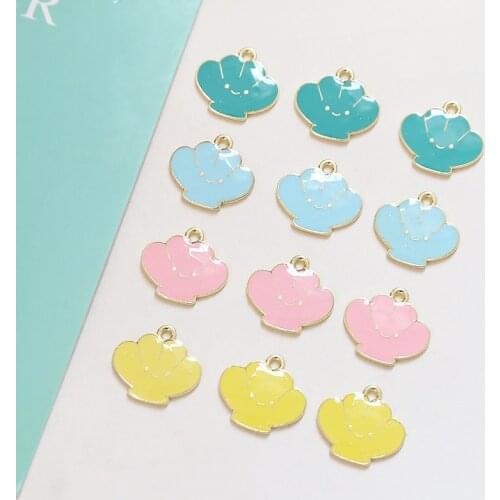 2021 New 50pcs/lot color alloy drop oil cartoon scallop shape alloy floating locket charm diy jewelry earring/bracelet accessory