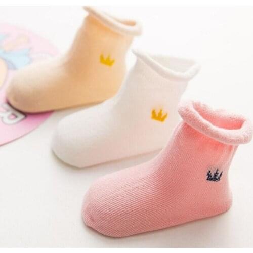 3 Pair Lytwtws Anti Slip Floor Cartoon Kids Toddlers Autumn Spring Anchor Newborn Cute Cotton Baby Crown Socks