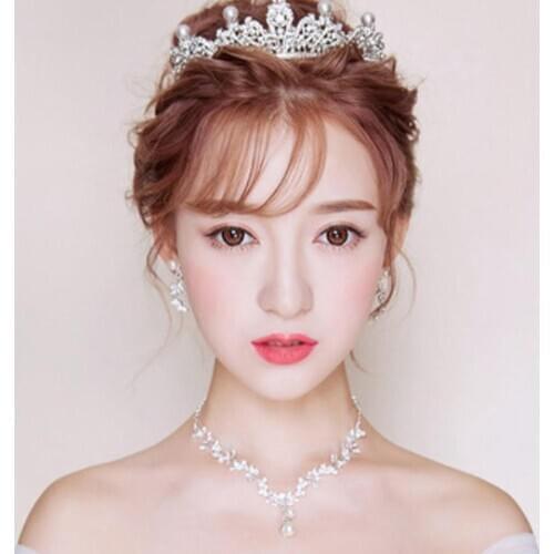 3Pcs/Set Fashion Jewelry Sets Rhinestone Butterfly Necklace Crown Earring Bridal Wedding Jewelry For Women Female Gift New Chic