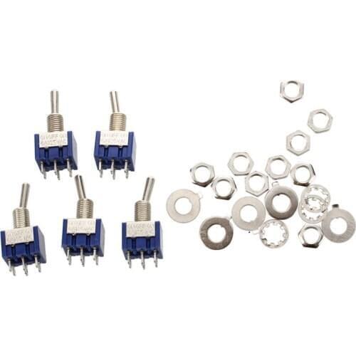 5pcs 3 Position 2P2T DPDT ON-OFF-ON Miniature Mini Toggle Switch with 10Pcs 6 Pin 3 Position DPDT Panel Slide Switch