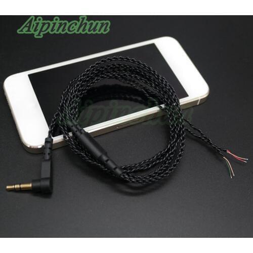 Aipinchun 3.5mm 3-Pole Jack DIY Earphone Audio Cable Repair Replacement Headphone Wire 120cm Line Right Angle Connector AA0189