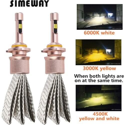 2PCS car H3 led H1 H11 H16 9005 9012 D2S headlight 12V 5205 led bulb Tricolor 3000K 6000K 4300K H8 9006 880 h27w auto fog lamps