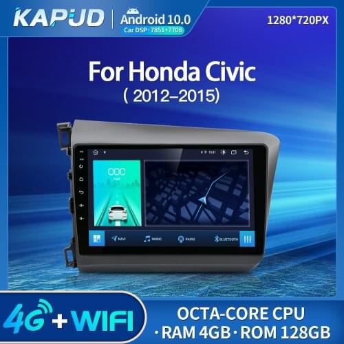 Kapud Android 10.0 9" Car Multimedia Player Stereo Auto Radio For Honda Civic 2012-2015 Head Unit Navigation GPS Wifi