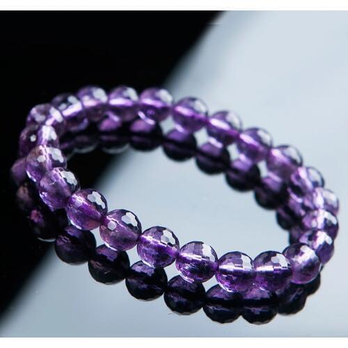 Free shipping 8mm Natural Purple Amethyst Crystal Faceted Beads Nice Bracelet AAA