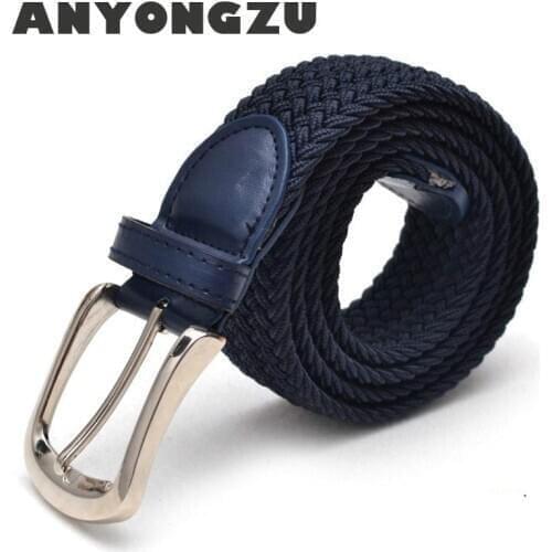 Pure Colour Elastic Colorful Weaving Canvas Men Women Belt No Need Punch High Toughness Breathable Simple Generous Waistband