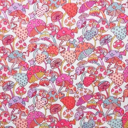 Pink Mushroom 80S Like Liberty Cotton Fabric For Kids Baby Sewing Cloth Dresses Skirt DIY Handmade Designer Patchwork Meter 2021