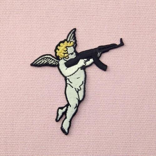 Kids Cupid With Gun Embroidery Patches Iron On Handmade 3D Applique Mini Patches