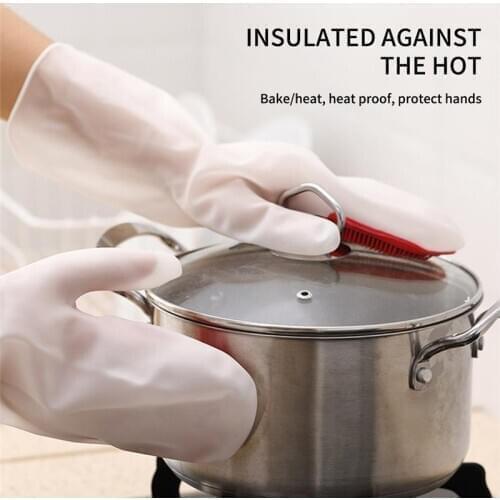 Dishwashing Cleaning Gloves Silicone Rubber Dish Washing Glove Kitchen Cleaning Oven Anti-Scald Insulation Eco-Friendly Gloves