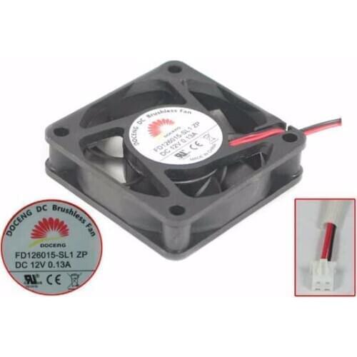 DOCENG FD126015-SL1 DC 12V 0.13A 60x60x15mm 2-Wire Server Cooling Fan