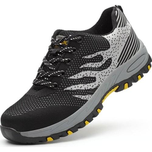 Breathable Lightweight Casual Work Shoes Safety Boots Steel Toe and Steel Sole Safety Shoes