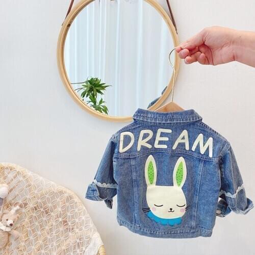 Denim Jackets for Girls 2021 New Spring and Autumn Fashion Girls Coats Rabbit Children Thin Baby Girl Coat Toddler Boy Jacket