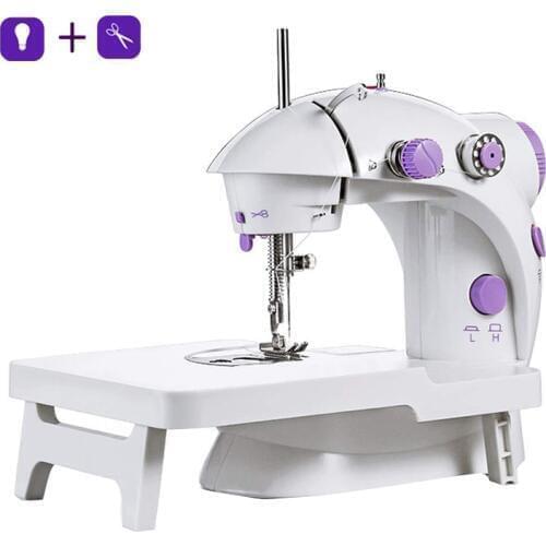 Portable Mini Electric Sewing Machine Household Stitch Sew Needlework Double Speed Adjustment With Light Handheld Sewing Machine