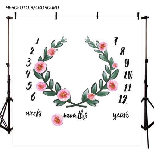 Photography Backdrops 5x7ft Photography Background Newborn for Photo Studio Black Flower Wreath Calendar Baby Photo Studio Props