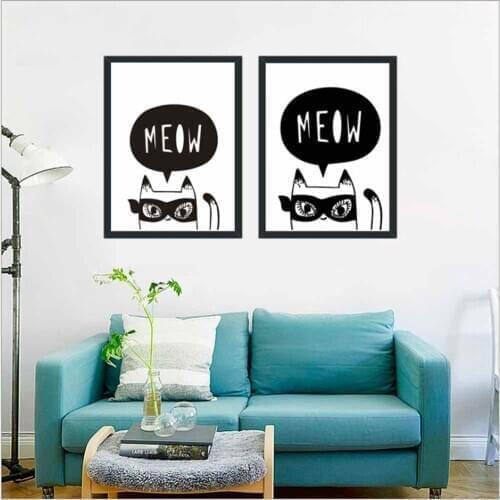 HAOCHU Quirky Cat Painting Poster For Living Room Home Decor Painting Print Poster Simple Nordic Wall Picture Canvas Painting