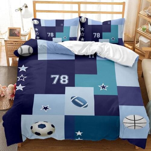 Cotton Bedding Sets Home Textile Housse De Couette Football Duvet Cover Sets for Boy Queen Full Twin Single Size Bedroom Bedset
