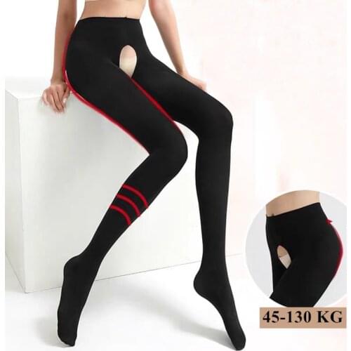 DOIAESKV Women Open Tights Plus Size 120D Autumn Winter Warm Pantyhose Crotchless High Waist Female Stretchy Slim Skinny Tights