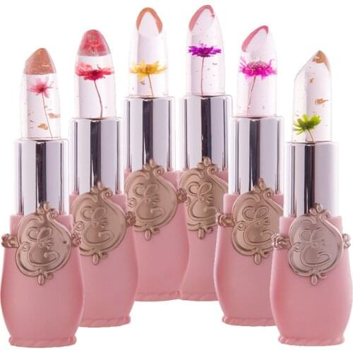 Creative Jelly Flower Lipstick Long-lasting Moisturizing Lipstick Makeup Temperature Color Change Lip Balm TSLM1