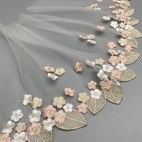 Cusack 1 meter 25 cm Lace Trim Ribbon Tape Embroidered Flower Pink for Dress Costumes Trimmings Sewing DIY Mesh Lace Fabric