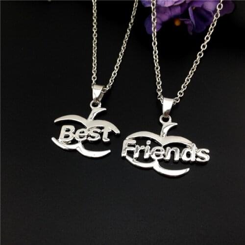 Hot 2pcs/ Set diamante heart friendship bff necklace best friends forever together Jewelry For Women and Men