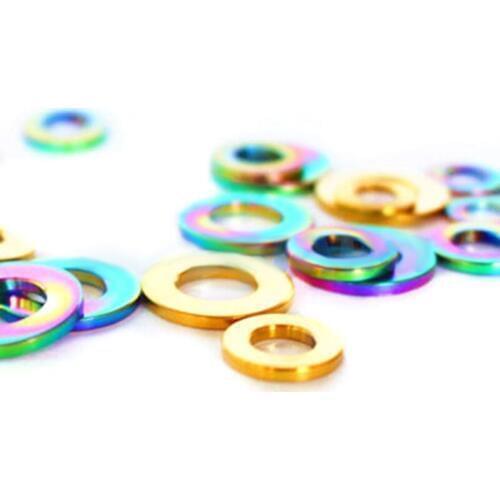 LOT10 M5/6/8/10 Grade 5 GR5 Titanium Bolt Screw Spacer Flat Washer Color Color Rainbow/Golden/Ti For Bike Bicycle