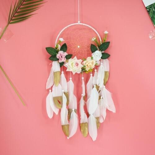 Small Fresh Flower Dream Catcher Pendant Home Decoration Wall Hanging Wind Chime Festival Graduation House Ornaments #EO