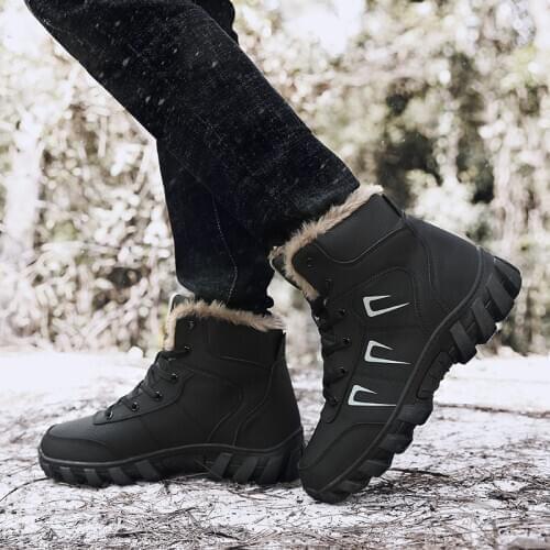 Men Women Outdoor Winter Snow Ankle Boots Waterproof Non-slip Short Plush Warm Walking Casual Flat Shoes Sneakers Fashion