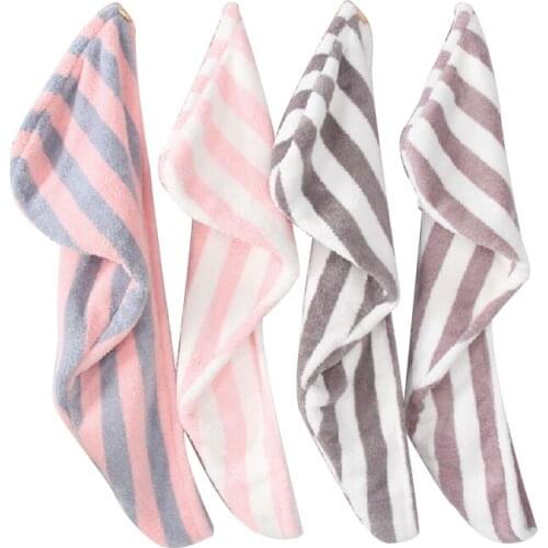 Newest Magic Microfiber Hair Drying Wrap Hat Super Absorbent Bath Towel Stripe Quick Dry Hair Cap Bathing Tools