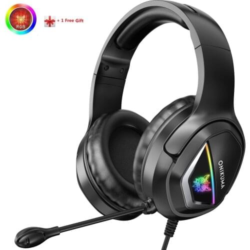 ONIKUMA X2 Wired Headphones PC Gaming Headset With Noise Cancelling Microphone Bass Stereo Earphones RGB Light For MAC PS4 Xbox