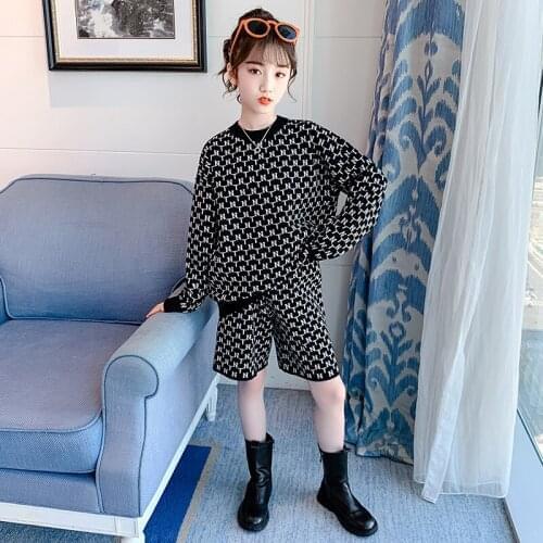 Autumn Winter 2021 Kids Girls Clothes Knit Sweater Sets Letter Printed Woollen Sweater Pants Outfits Fashion Childrens Clothing