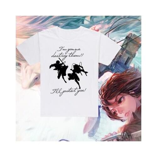 Unisex Anime Cos Attack on Titan Eren Mikasa Ackerman Casual Cotton Short Sleeve T-Shirt Tee T Shirt