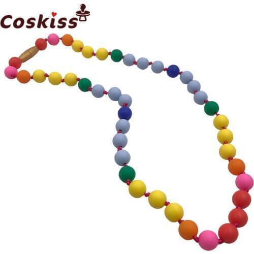 Teether - Rainbow Silicone Teething Nursing Necklace for Mom & Baby - BPA free - Latex Free