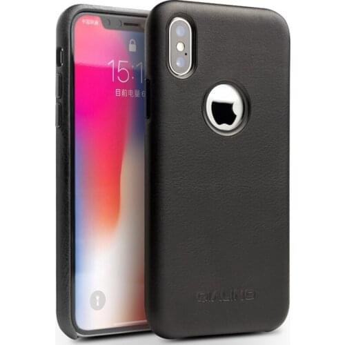 QIALINO High Quality Genuine Leather Luxury Back Cover for Apple for iPhoneX UltraLight Business Fashion Phone Case for iPhoneXS