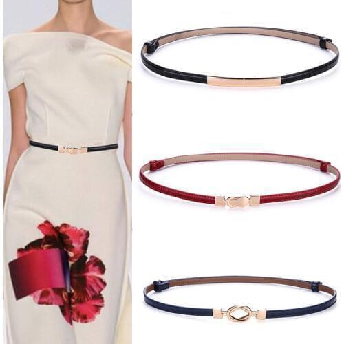 19 Colors Womens Leather Belts Fashion Skinny Thin Belt Adjustable Waist Strap with Gold Alloy Buckle 2019 Designer Female Belt