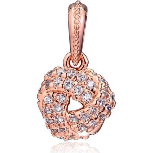 Charms 925 Silver Original Fit Pandora Bracelets Sterling Rose Sparkling Love Knot Charm Beads for Women diy Jewelry Making