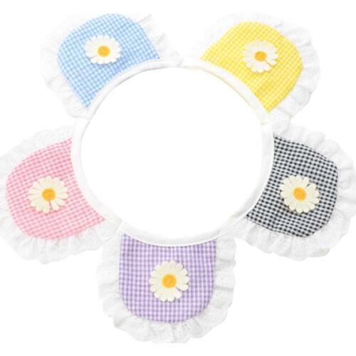 Pet bib bib dog saliva towel plaid lace border decorations cat bib bib jewelry small dog cat bib