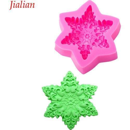 Snowflake 3D Reverse sugar molding Food Grade silicone mould soap candle polymer clay molds chocolate cake decoration tools 0402