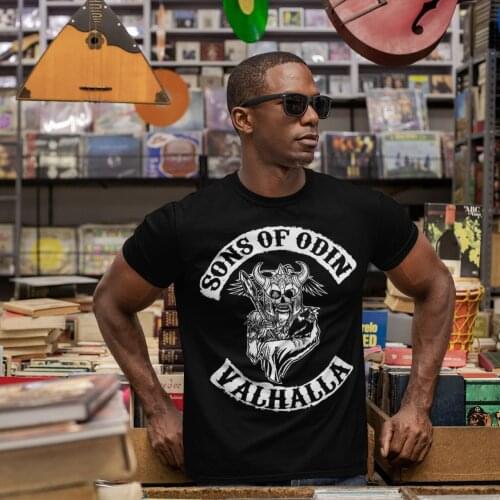 Sons Of Anarchy T Shirt Sons Of Odin Valhalla Chapter T-Shirt Streetwear Awesome Tee Shirt Short-Sleeve Men 100 Cotton Tshirt