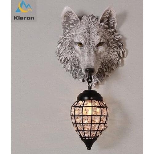 Nordic Wall lamps Wolf Head Wall Light Fixtures LED Corridor Decor lamp Bar indoor lighting For home Living Room TV Wall Deco