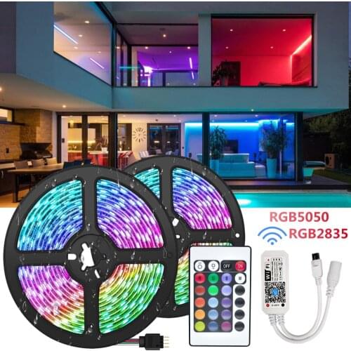 LED Strips Light 5050 RGB Ribbon Flexible SMD Room Decoration Luces Lamp Set Diode Bluetooth Wifi Controller 5M-20M TV Backlight