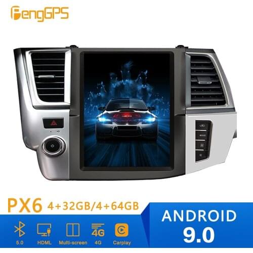 Tesla Style Android 9.0 PX6 Car GPS Navigation For Toyota Highlander 2015-2018 Head Unit Car Auto Radio Stereo Multimedia Player