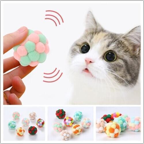 1PC Pet Supplies Cat Toy Self-excited Ball Funny Cat Ball Plush Bell Color Multicolor Stitching Catnip Chewing Interactive Toys
