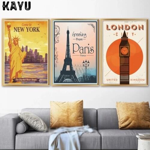 Vintage Paris, New York, London Wall Poster, Canvas Art, Painting, Nordic Posters And Prints, Wall Pictures For Living Room Deco