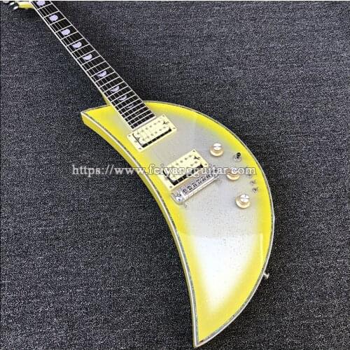 High quality 6 string electric guitar, moon guitar, yellow gold powder, rose wood fingerboard, pickup can be split, free shippin