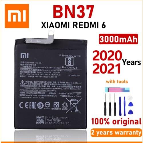Xiao Mi Original BN37 3000mAh For Xiaomi Redmi 6 Redmi6 Redmi 6A Phone Batteries With Tools+Tracking Number