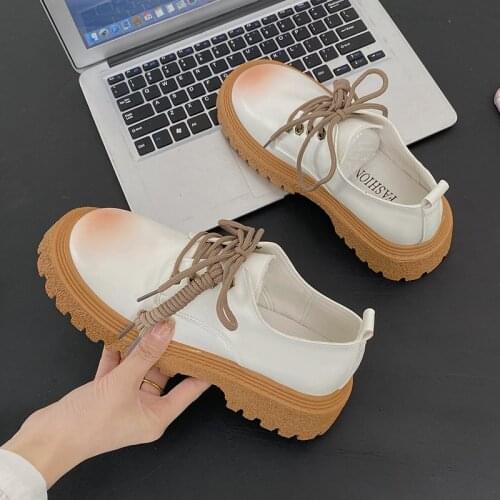 2021 Women Shoes Flats Casual Platform Sneakers Oxford Lace-up Shoes Fashion Spring new retro Cute Girl Shoes